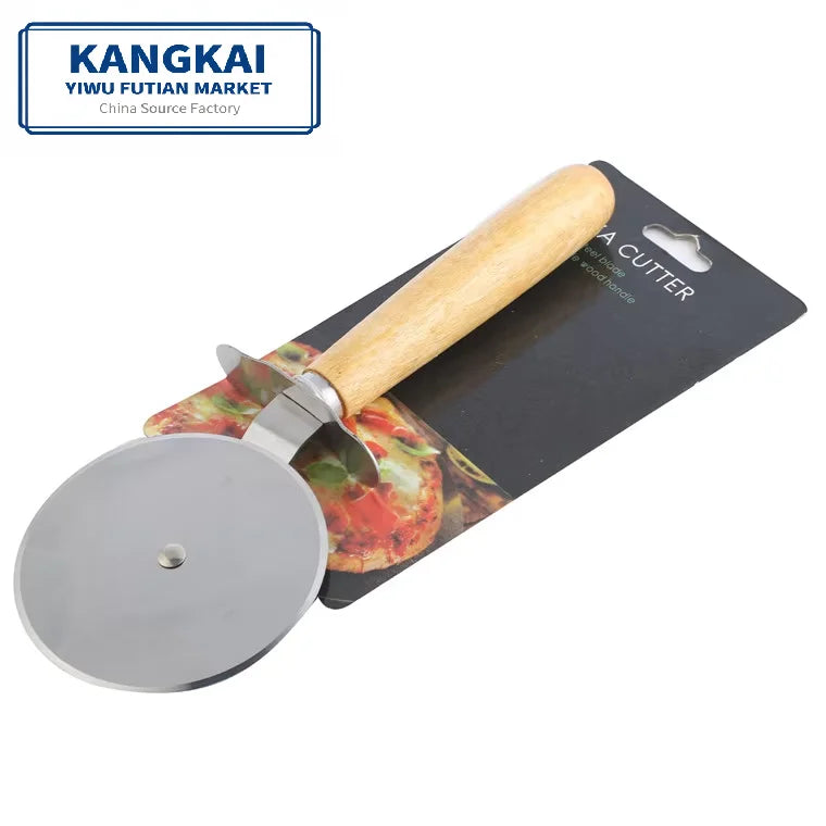 High Quality Stainless Steel Pizza Cutter Wheel Wood Handle Dishwasher Safe Sustainable for Pizza Pies Waffles Dough Cookies