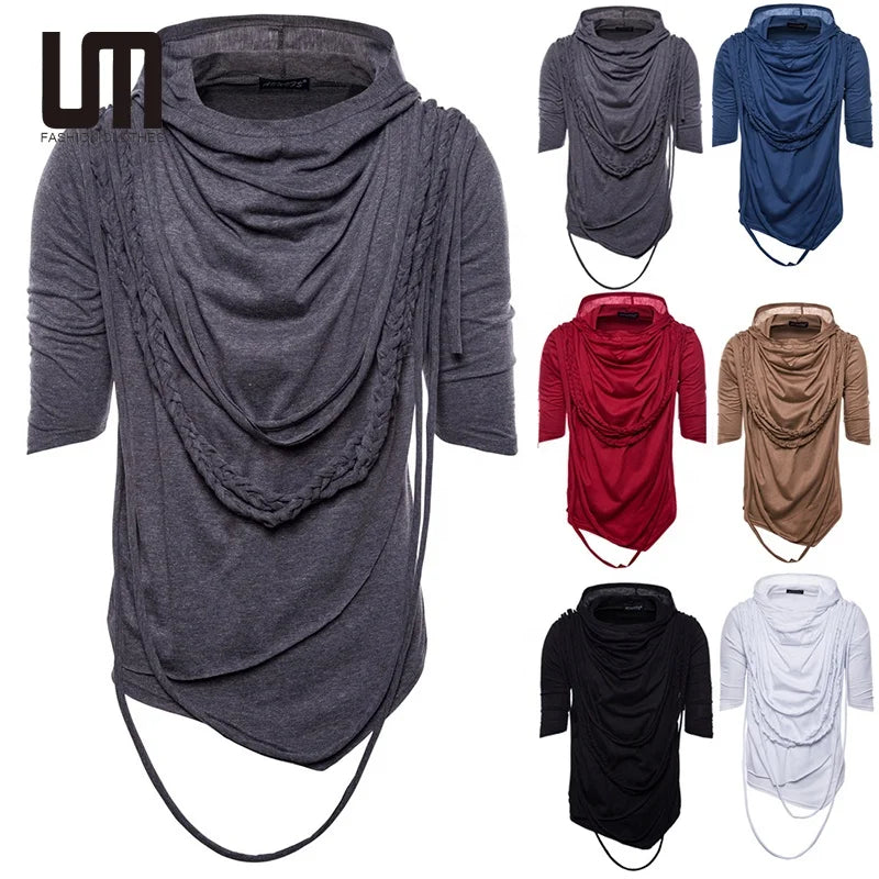 Liu Ming Fall Fashion Men Casual New Arrivals Short Sleeve Pullover Hooded Slim Fit Male T Shirt