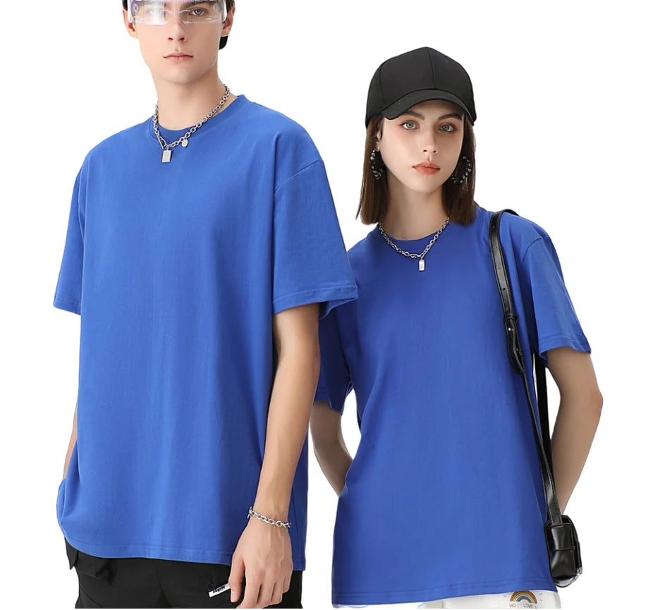 Wholesale Custom Logo DTG DTF Puff Printed Embroidery 100% Cotton Plain Blank 230 Gsm T-shirt Unisex Oversized Mens T-Shirts