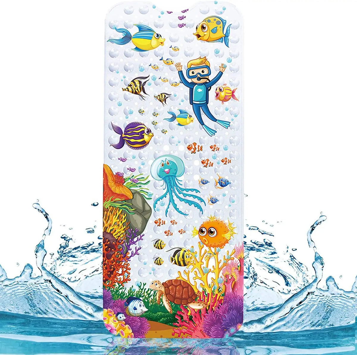 Large 40*100 cm Modern Non-Slip Bath Mat Cute Cartoon Nature Animal Print Machine Washable PVC for Home Outdoor Kid's Shower
