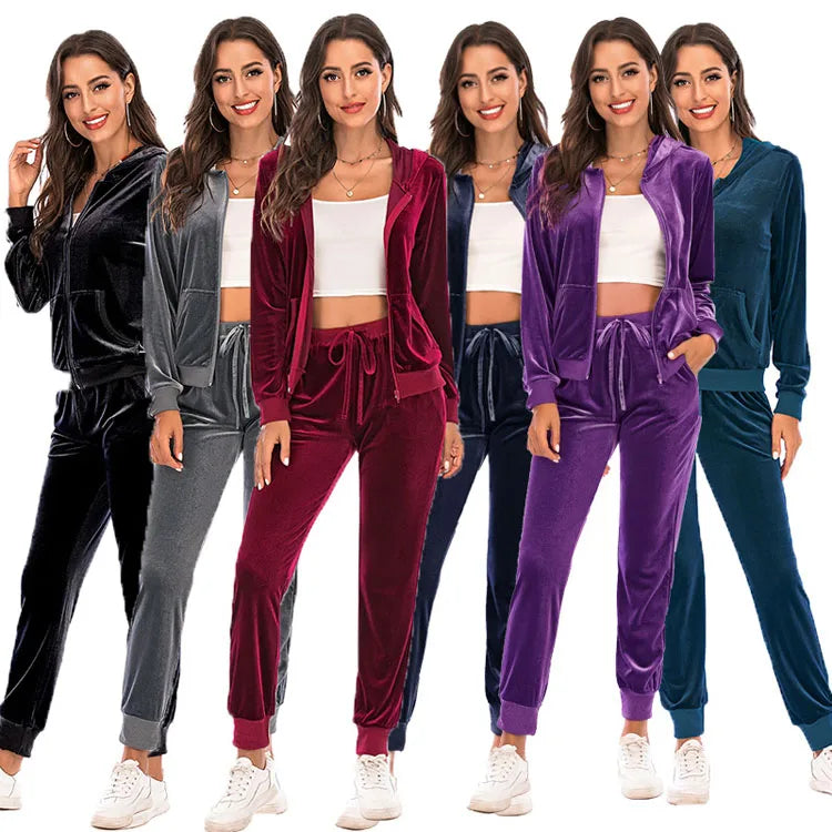 S-2XL 2025 Spring New Comfortable Women Wholesale Casual Sports Leisure Fashion Long Two Piece Set