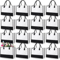 Ladies Canvas Beach Bag with Long Handle and Shoulder Strap Personalized Souvenir for Wedding & Birthday Black and White