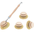 Natural Bamboo Kitchen Brush Cleaning Tools Wooden Long Handle Pan Pot Bowl Dish Cleaning Bamboo Brush With Replace Head MegaBDM