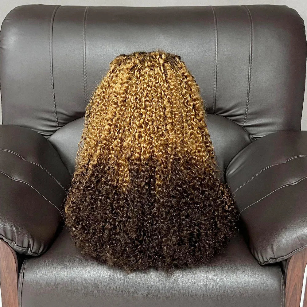 Fast Delivery Vietnamese Super Double Drawn Human Hair Wigs18Inches Ombre Color Pixie Curly Glueless Full Hd Lace Wigs