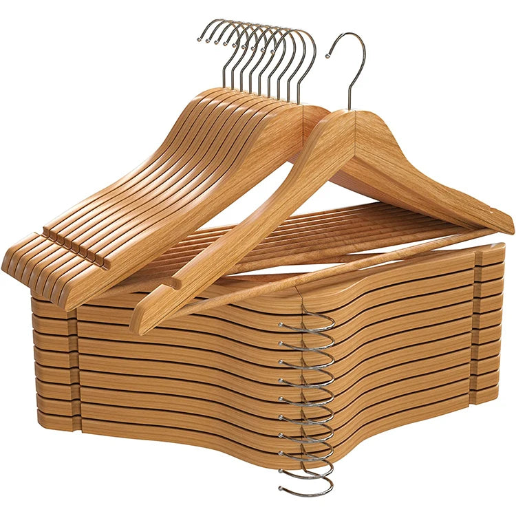 Cheap Hanger Factory Hot Models Clothes Natural Wooden Coat Hangers Custom Laundry Clothes Wood Hangers with logo