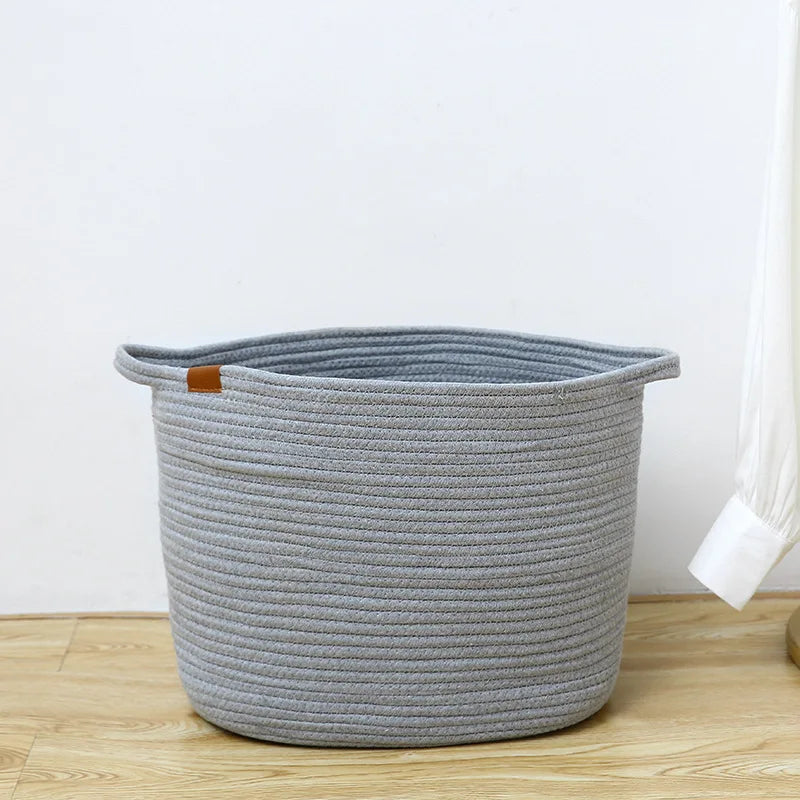 Customized Super Large Circular Cotton Rope Tall Laundry Household Storage Woven Basket for Kids