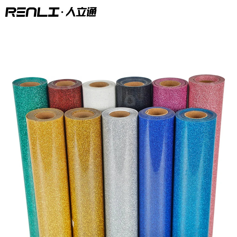 Renlitong Factory Htv Vinyl Printed Heat Transfer Vinyl Stretch Htv Best Iron on Vinyl Cutting Htv Glitter for Cloth Printing