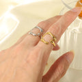 Minimalist 18K Gold Planted Stainless Steel 3-Layer Adjustable Gold Liquid Metal Open Rings for Women