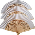 FAREA Small Quantity 23cm Primary Color Hollow Bone Powder Wood Fan Classical Dance Fan Wedding Fan