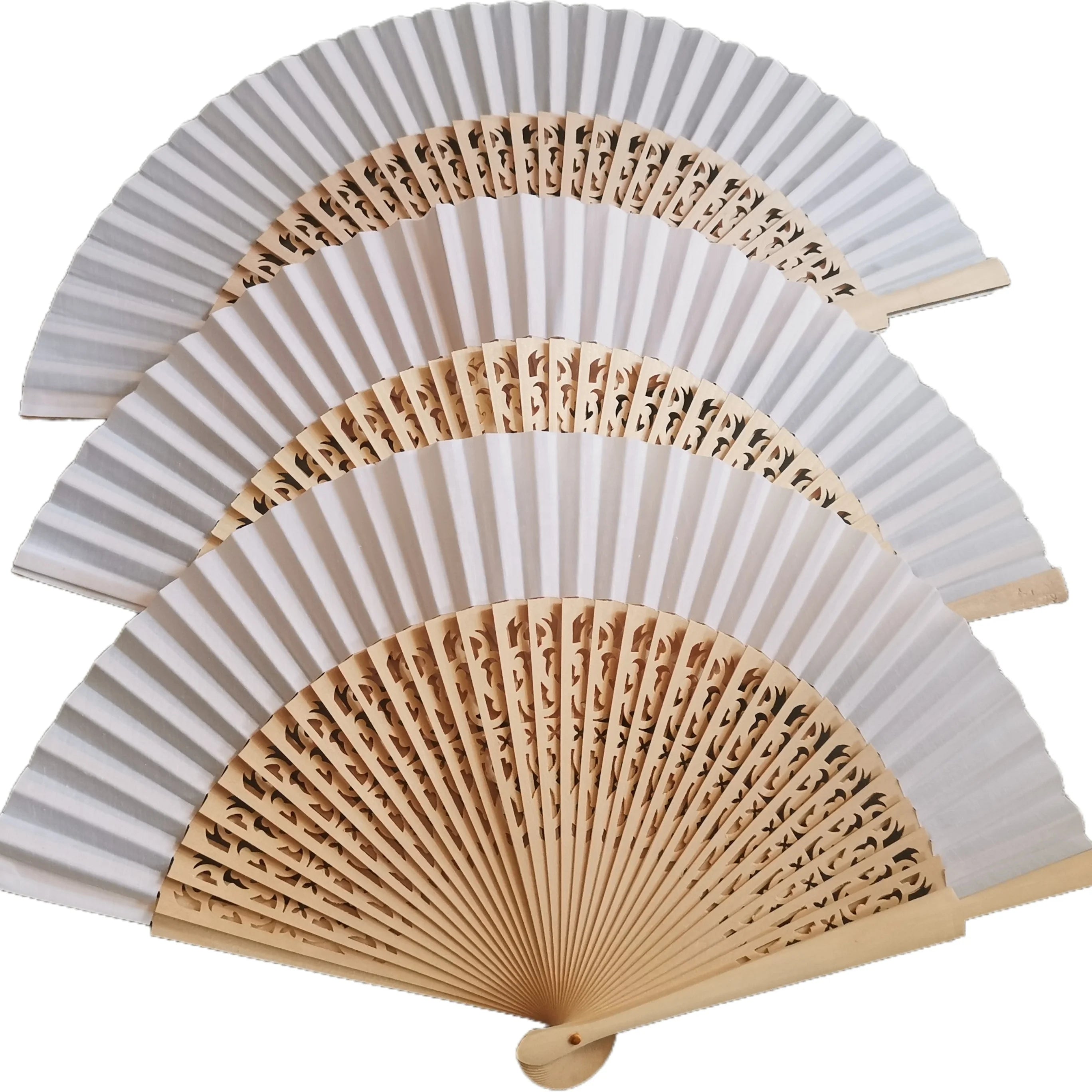 FAREA Small Quantity 23cm Primary Color Hollow Bone Powder Wood Fan Classical Dance Fan Wedding Fan