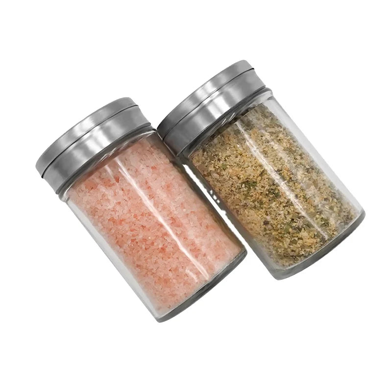 Spice Jar with Stainless Steel  Cap/Dredge Salt Sugar Spice Pepper Shaker Can with Rotating Cover