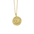 VIANRLA 925 Sterling Silver Lazy Feeling 18k Gold Plated Engraved Eye Coin Necklace