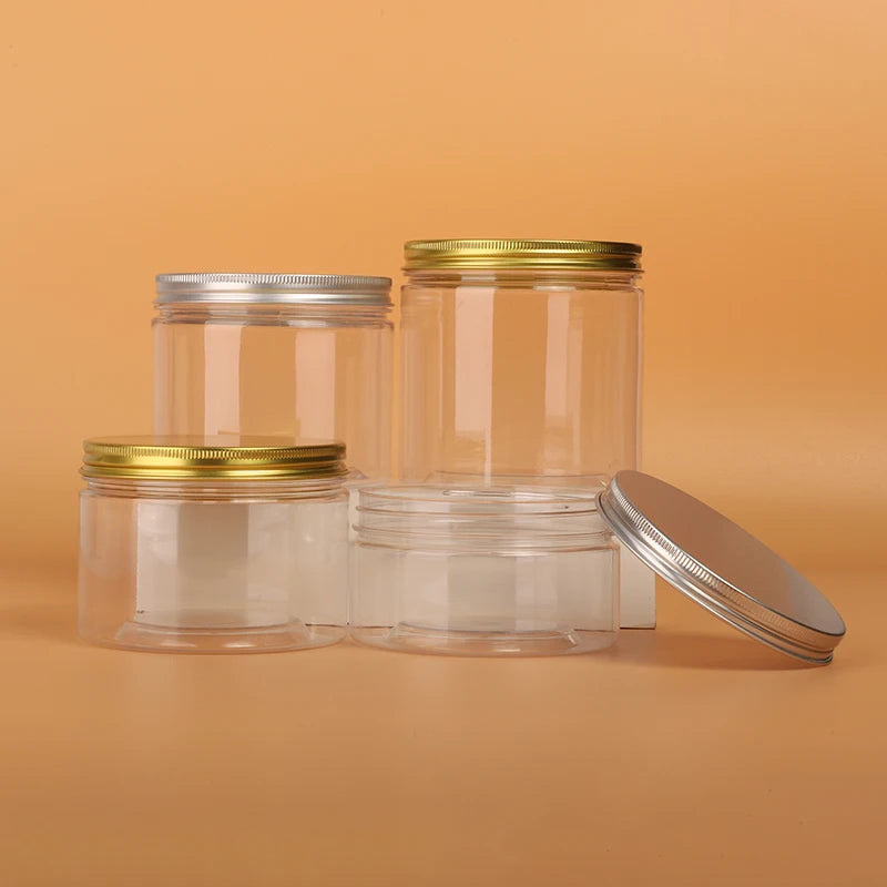 Best Selling PET Plastic Food Grade PET Plastic Clear Round Wide Mouth Jars for Cookie Candy Nuts Packaging Containers