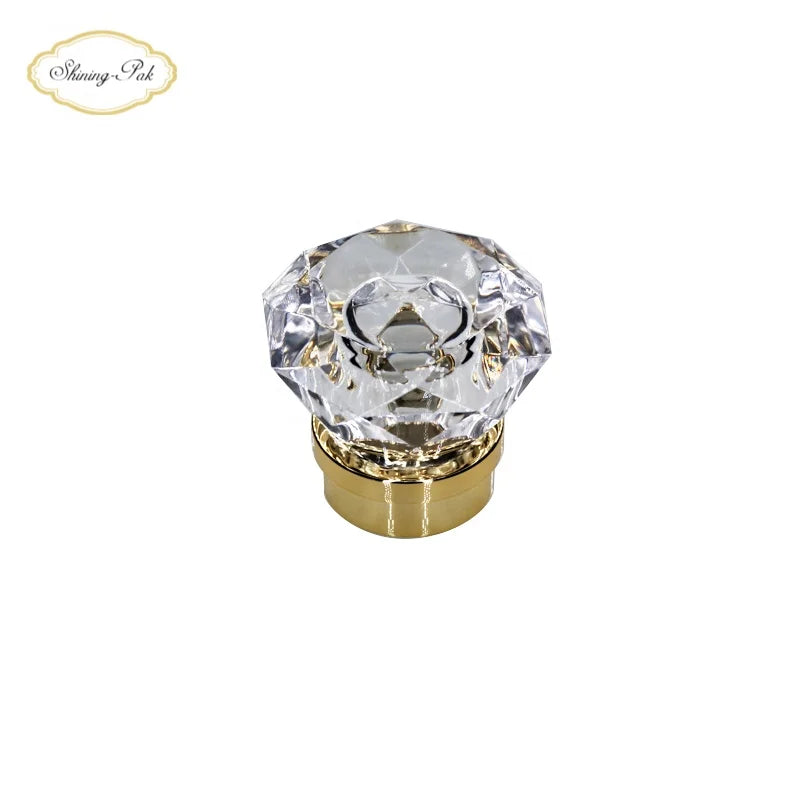 Custom Shiny Gold Diamond Perfume Cap Luxury Plastic Bottle Cap Lids Closures Cosmetology Luxury Perfume Bottle Caps