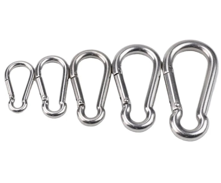 Wholesale Metric 304 Stainless Steel Key Chain with Spring Snap Buckle Carabiner Hook for Climbing