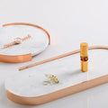 Wholesale Nordic Style Marble Stone Jewellery Tray With Handle 100% Natural Marble Decorative Trays With Metal Frame