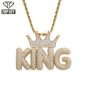 Hot Selling Personalized Crown Bubble Letter Necklace Bling Custom Letter Name Pendant Necklace Iced Out Tennis Chain Jewelry