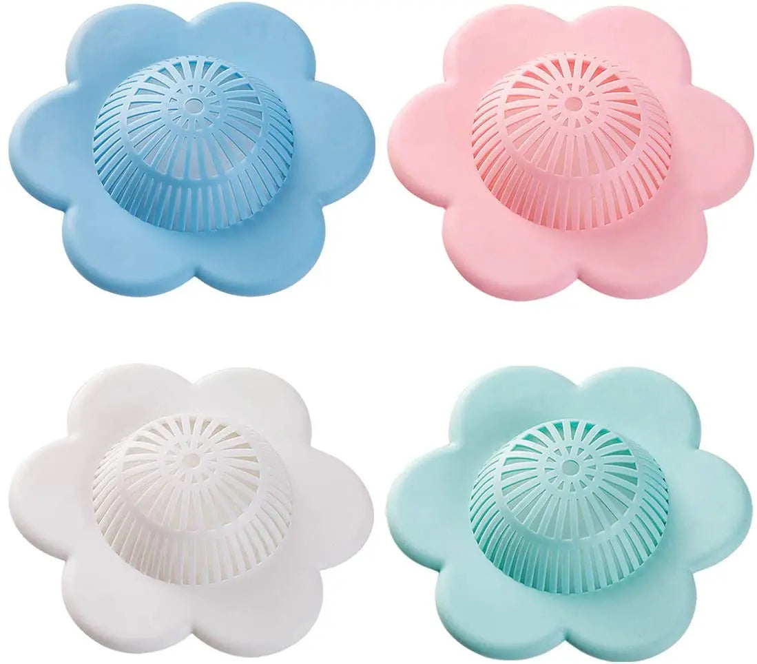 HOMEDEC 4 Pack Hair Catcher Hair Stopper Shower Drain Covers & Protectors with Suction Cups Modern Design 3-Year Warranty