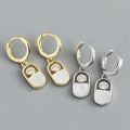 New Trendy White Shell Stone Diamond Zircon 18k Gold 925 Sterling Silver Hoop Earrings For Women