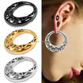 Evorte Classic Tibetan Silver 24K Gold Plated Ear Hoop Huggie Weights Plug Tunnel Piercing Chunky Earrings Ear Fashion Jewelry