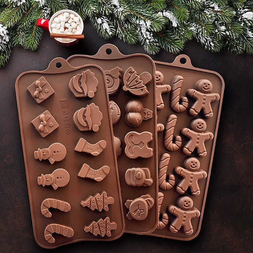 Hot Sale Xmas Themed Molds Silicon Molde Silicone Baking Mold for Chocolate Cake Candy Biscuit