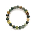Indian Onyx Bracelet Gold Plated Buddha Head Bracelet Six Characters Mantra Volcanic Stone Bracelet for Women Girls