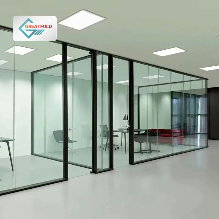 Modern Design Single Glass Partition Office Aluminium Profile Modulat Tempered Glass for Soundproof Interior for Hospitals