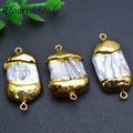 Natural Freshwater Pearl Gold Plated Double Hanging Oval Shape Bottle Loose Pearl Beads Charms for Jewelry Making