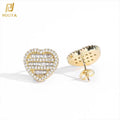 NUOYA New Arrivals Bling Love Heart Earrings Gold Plated Mixed Inlaid Iced Baguette CZ Love Studs Earrings for Women Jewelry