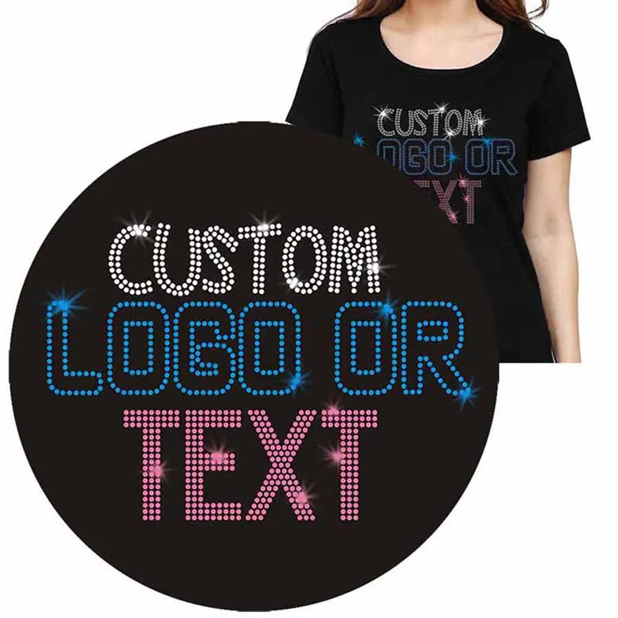 Custom Bling Stud Strass Diamond Crystal Hotfix Hot Fix Patch Logo Motif Pattern Design Heat Rhinestone Transfer for T Shirts