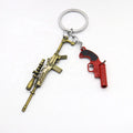 Custom Metal Car Key Chain Wholesale Zinc Alloy 3d Mini Gold Gun Shape Backpack Pendant Games Gift Keychain