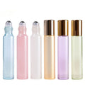 In Stock10ml Pearl Blue pink White Gold Purple Green Glass Roll on Bottle With Steel Roller and Gold Cap for Perfume
