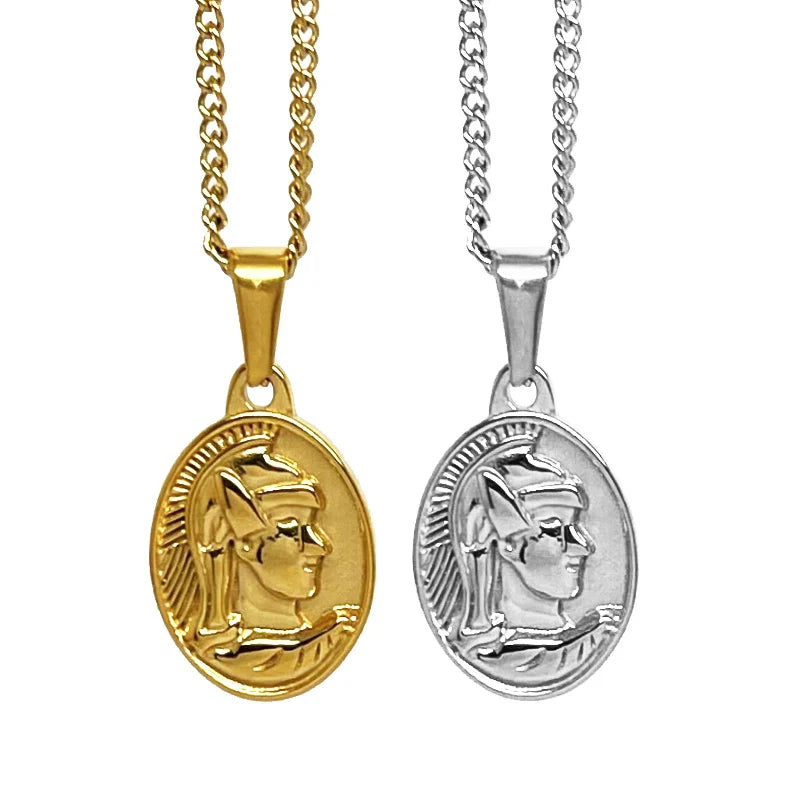 316L Stainless Steel Centurion Necklace Army Soldier Portrait Medal Pendant18k Gold Plated Roman Centurion Necklace Jewelry