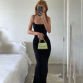 Quality Midi Ladies Dresses Solid Color Sling Sleeveless Long Dresses Women Lady Elegant