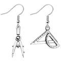 Gift for Teachers Earrings Teacher's Day Gift Jewelry Compasses Ruler Semicircle Charm Statement Girl's Dangling Earrings