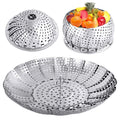 Multi-Function Eco-Friendly Retractable Folding 2-Layer Stainless Steel Steamer Basket Tray Lotus Steaming Rack for Kitchen Use