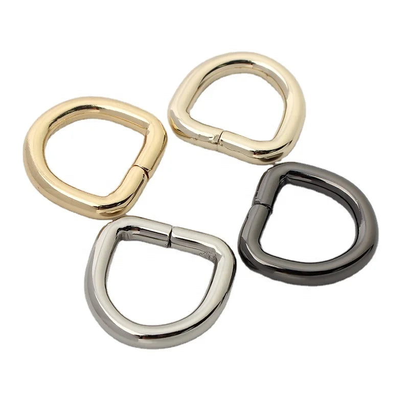 Nolvo World 4 Colors 5 Sizes Top Quality Purse Loop Flat Metal D-Ring Heavy Duty Findings for Bag Belt Strap