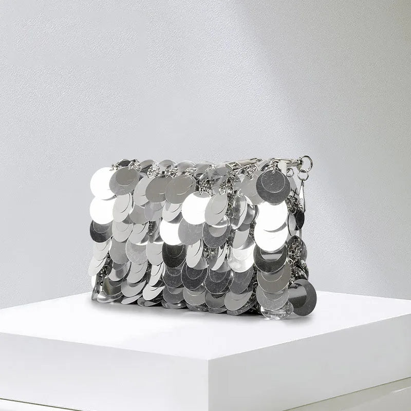 New Sequin Clutch Women's Beaded Dinner Bag Metal Chain Crossbody Shoulder Bag