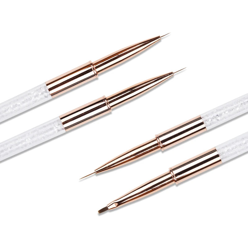 High Quality USA Popular Diamonds 3D Nail Art Brush Gillter Custom Box Gold Metal Handle 100% Kolinsky Acrylic Nail Brush