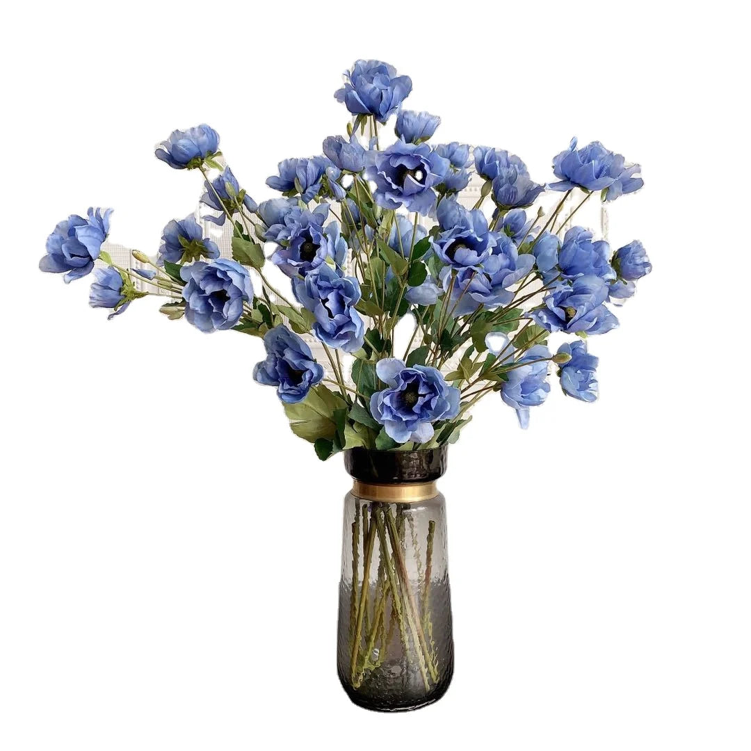 Popular 94cm Anemone Flower  Floral  Arrangement Artificial Flower Home Decor Silk White Anemones for Wedding Decoration