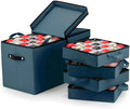 Stackable Foldable Square Oxford American Style Holiday Ornament Drawer Boxes Christmas Storage Bin 20L Capacity Custom Logo