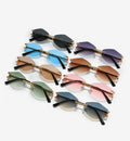 STOCK Fashion UV400 Custom Logo Comfortable Lightweight 2026 New Irregular Rimless Diamond Cut Sunglasses for Women