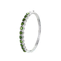 Sparkling Rhodium Plated 925 Silver Natural Diopside Bangle Elegant Fine Bracelets Bangles for Women