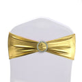 Shiny Metallic Gold Spandex Chair Sashes for Wedding Banquet