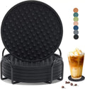 2024 Drink Coasters With Holder Silicone Coasters Tabletop Protection for Any Table Type Dishwasher Safe Cup Pad for Drinks