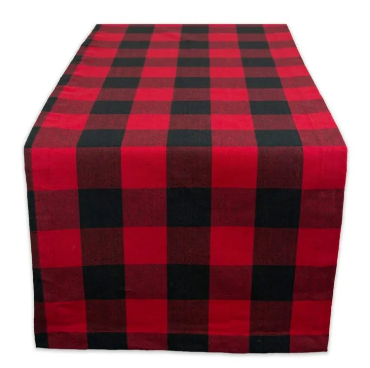 600434 Cotton Black  White Plaid Table Runner Decoration Party Christmas Machine Washable