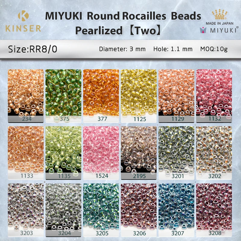 Miyuki Round Rocailles 8/0 Beads 3 mm [18 Color Pearlized Second Series ]10g Pack