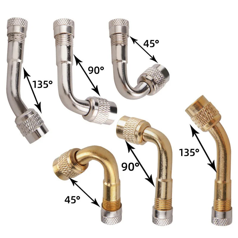 Electric Cycle Schrader Valve Stem Extender 45 90 135 Degree Bent Angle Motorcycle Schrader Valve Stem Extension Adapter