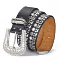 Unisex Black Rhinestone Belt with Alloy Pin Buckle Shiny Vintage Style 105cm Length-Economy Bling Bling Waist Belt