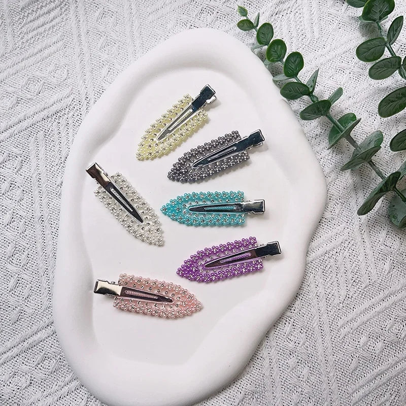 Seamless Hairclip Logo Flat No Dent Creaseless Duck Hairgrips Pearl Rhinestone Makeup Hair Pins No Bend Less No Crease Clips